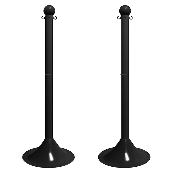 Mr. Chain Black Light Duty Stowable Stanchion, 2PK - 93503-2