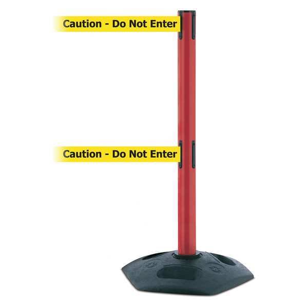 Tensabarrier Barrier Post with Belt, 7 1/2 ft Length, 38 in Post Height, Caution Do Not Enter, Black - 886T2-21-STD-NO-YAX-C