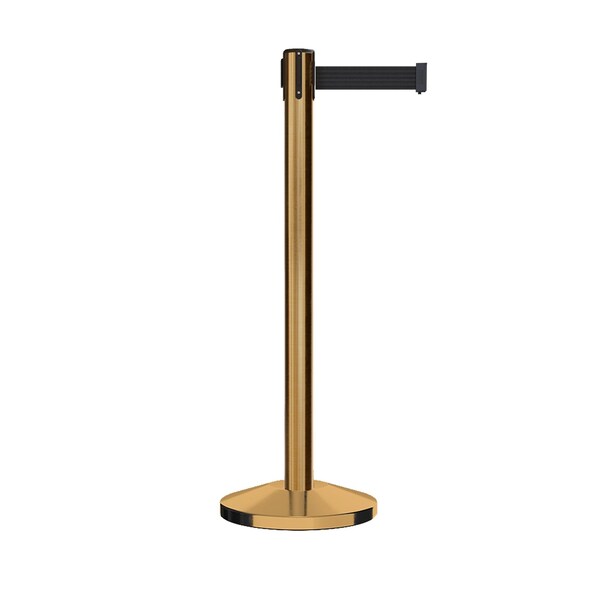 Montour Line Stanchion Belt Barrier Sat.Brass Post 13ft. Black Belt - ES400-SB-BK-130