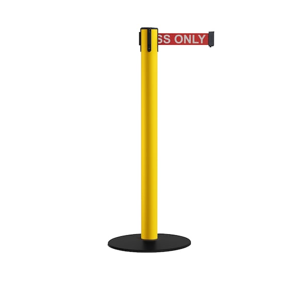 Montour Line Retr. Belt Stanchion, Low Base, 3in YLW Post  16' R.Auth.Belt - S660-YW-AUTHRW-160