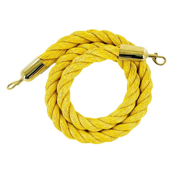Montour Line Twisted Polyprop.Rope Yellow With Pol.Brass Snap Ends 10ft.Cotton Core - PPR150-100-YW-SE-PB