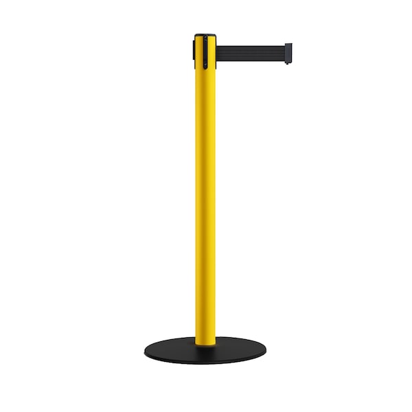 Montour Line Retr. Belt Stanchion, Low Base, 2.5in YLW Post  9' Black Belt - S400-YW-BK-90