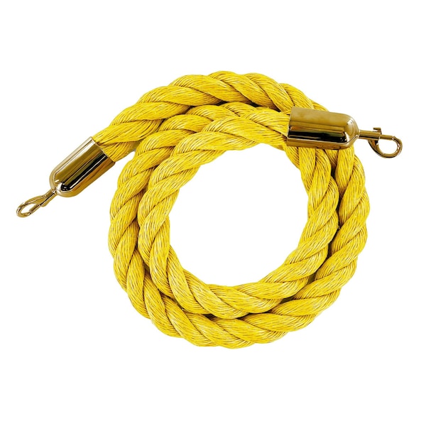 Montour Line Twisted Polyprop.Rope Yellow With SatinBrass Snap Ends 10ft.CottonCore - PPR150-100-YW-SE-SB