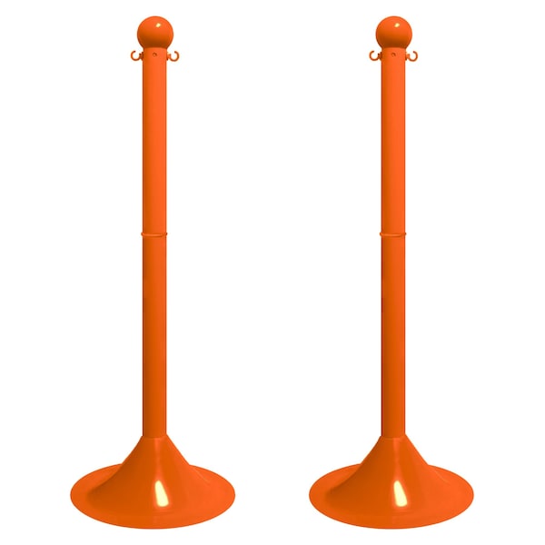 Mr. Chain Safety Orange Light Duty Stowable Stanchion, 2PK - 93512-2