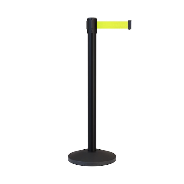 Montour Line Stanchion Belt Barrier Black Post 13ft. Fl.Yel Belt - ES400-BK-FYW-130