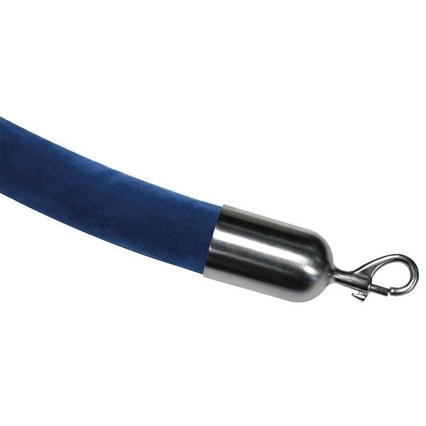 Lawrence Metal Barrier Rope, Velour, Blue, 6 ft. L - ROPE-VELR-24-06/0-2-SNAP-1S