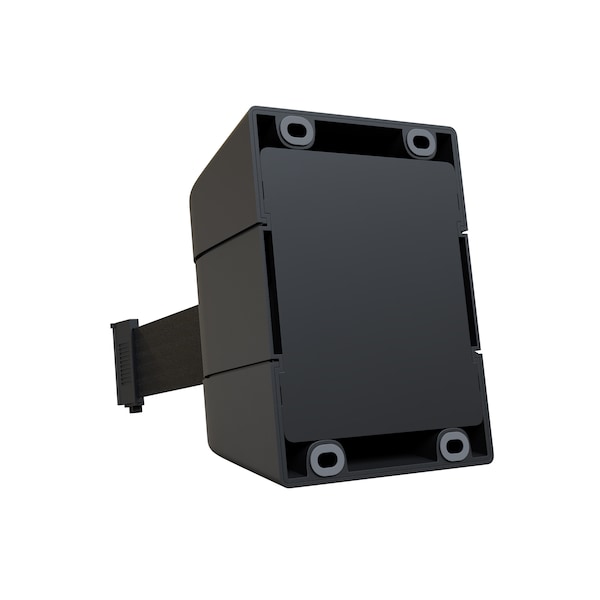 Montour Line Retractable Belt Barrier, Wall Mount, Black Case Fixed 30 ft. Black Belt - PWM300-BK-BK-F-S-300