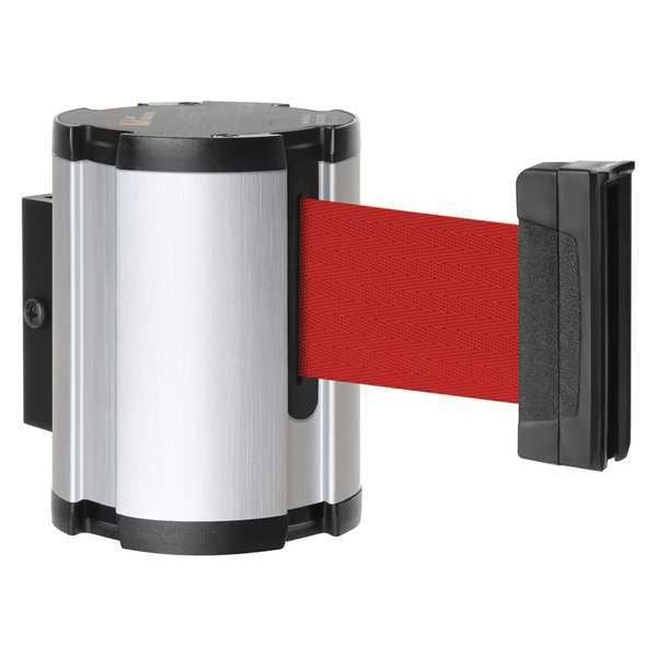 Lavi Industries Retractable Belt Barrier, Silver, 15 ft Length, Satin Aluminum - 50-41300SA/RD