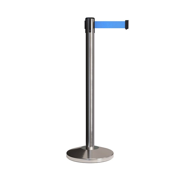 Montour Line Stanchion Belt Barrier Pol.Steel Post 13ft. Lt Blu Belt - ES400-PS-LBL-130
