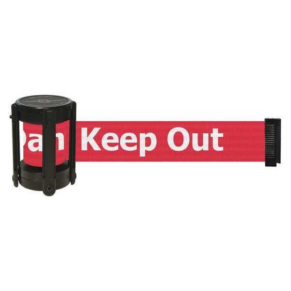 Tensabarrier Barrier Post with Belt, Black, 13 ft Length, 4" Post Height, Unfinished - CASSETTE-MAX-NO-RHX-C