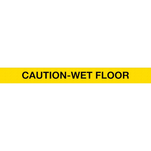 Queue Solutions WallMaster 300, Orange, 10' Yellow/Black CAUTION-WET FLOOR Belt - WM300O-YBCWF100