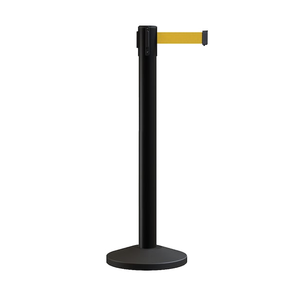 Montour Line Stanchion Belt Barrier Black Post 16ft. Yellow Belt - ES660-BK-YW-160
