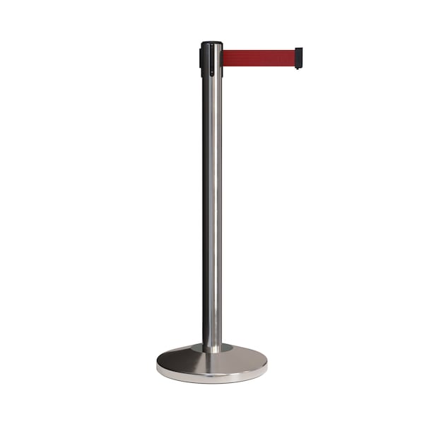 Montour Line Stanchion Belt Barrier Pol.Steel Post 9ft. Maroon Belt - ES400-PS-MN-ML-90