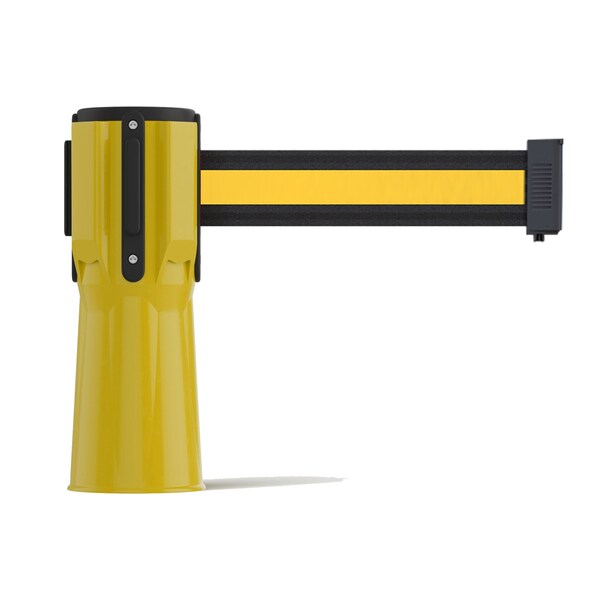 Montour Line Retractable Belt Barrier Cone Mount Yellow Case 7.5ftBk/Y H Belt - CP100-YW-BYH-75
