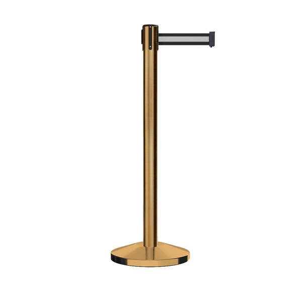Montour Line Stanchion Belt Barrier Sat.Brass Post 13ft. Bk/W H Belt - ES400-SB-BWH-130