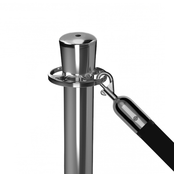 Montour Line Stanchion Post and Rope Fixed Base Sat.Brass Post Ball Top, SignTapped - SP400F-BA-SB-TAPPED