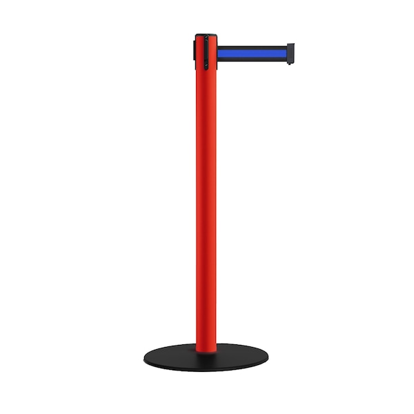 Montour Line Stanchion Belt Barrier Red Post Low Base 13ft. Black/Bl HL Belt - S400-RD-BBH-130