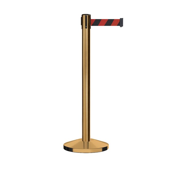 Montour Line Stanchion Belt Barrier Sat.Brass Post 11ft. Blk/Rd Belt - ES400-SB-BRD-110