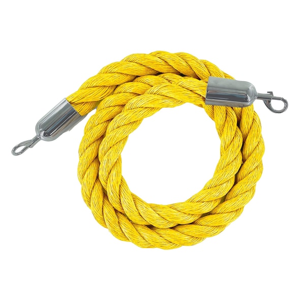 Montour Line Twisted Polyprop.Rope Yellow With Pol.Steel Snap Ends 8ft.Cotton Core - PPR150-80-YW-SE-PS