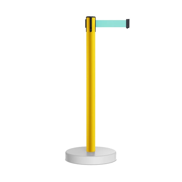 Montour Line Stanchion Belt Barrier WaterFillable Base Yellow Post 11ft.Lt Grn Belt - P400WF-YW-LGN-110