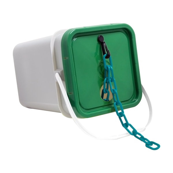 Mr. Chain 2" x 160' Turquoise Plastic Safety Chain - Pail - 50056-P