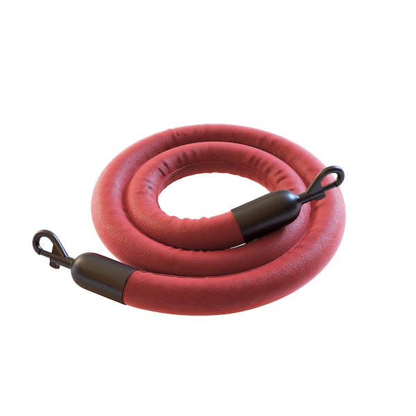 Montour Line Naugahyde Rope Red With Black Snap Ends 8ft.Cotton Core - PNR150-80-RD-SE-BK