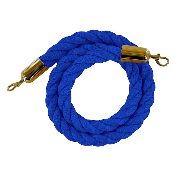 Montour Line Twisted Polyprop.Rope Blue With Satin Brass Snap Ends 10ft.Cotton Core - PPR150-100-BL-SE-SB