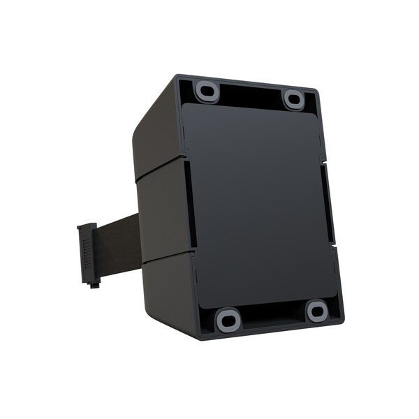 Montour Line Retractable Belt Barrier, Wall Mount, Black Case Fixed 13 ft. Black Belt - PWM200-BK-BK-F-S-130