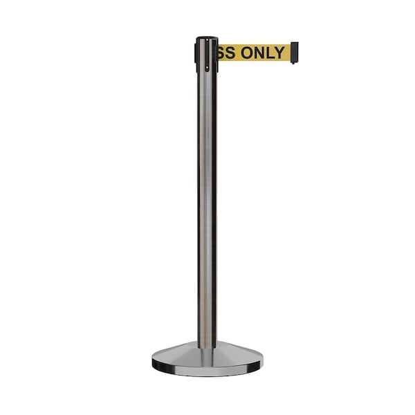 Montour Line Stanchion Belt Barrier Sat.Steel Post 11ft. Auth.Belt - ES400-SS-AUTHYB-110