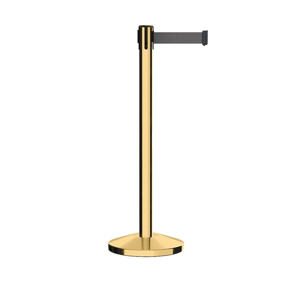 Montour Line Stanchion Belt Barrier Pol.Brass Post 13ft. Dk Gry Belt - ES400-PB-DGY-130