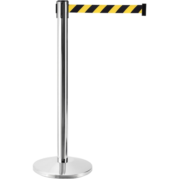 Global Industrial Retractable Belt Barrier, 40 Stainless Steel, 7-1/2' Black/Yellow, Qty 2 - 708413YB