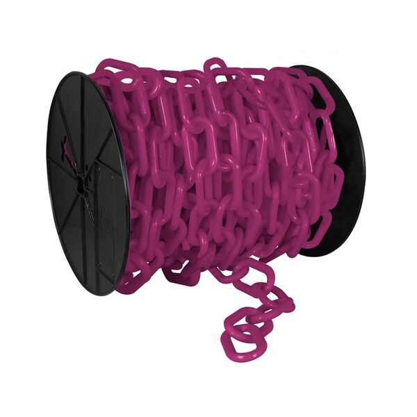 Mr. Chain 3" x 60' Magenta Plastic Safety Chain - Reel - 80118