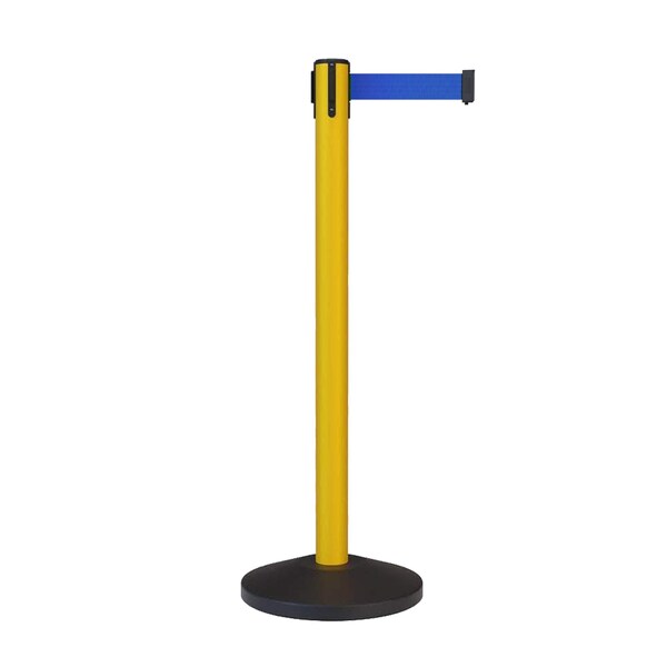 Montour Line Stanchion Belt Barrier Yellow Post 13ft.Blue Belt - ES400-YW-BL-130