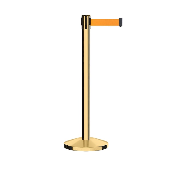 Montour Line Stanchion Belt Barrier Pol.Brass Post 13ft. Fl.Org Belt - ES400-PB-FOR-130