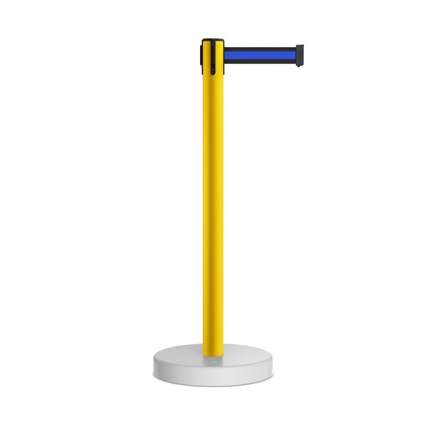 Montour Line Stanchion Belt Barrier WaterFillable Base Yellow Post 11ft.Bk/Bl Belt - P400WF-YW-BBH-110