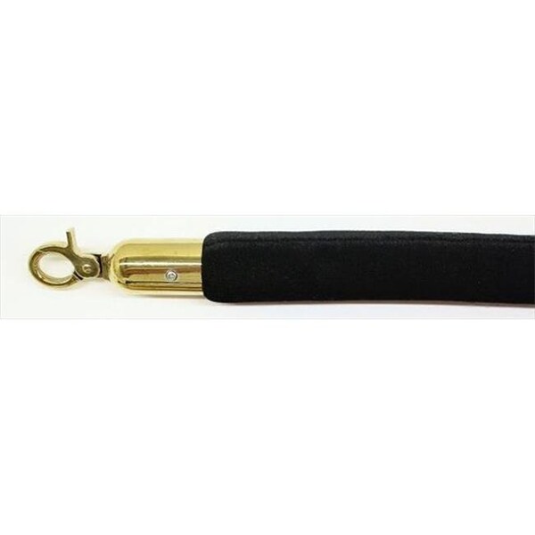 Vic Crowd Control Inc VIP Crowd Control 1664 96 in. Velour Rope with Gold Closable Hook - Black - 1664