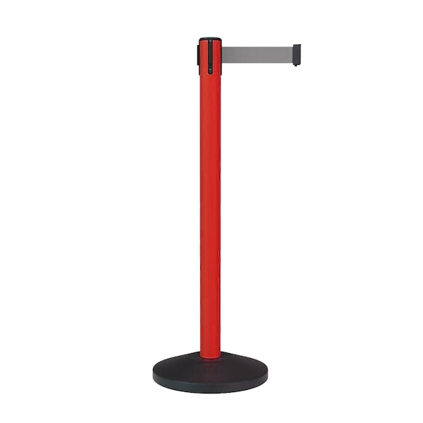 Montour Line Stanchion Belt Barrier Red Post 9ft. Light Grey Belt - ES400-RD-LGY-90