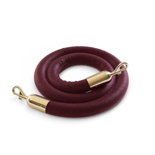 Montour Line Naugahyde Rope Maroon With Pol.Brass Snap Ends 10ft.Cotton Core - PNR150-100-MN-SE-PB
