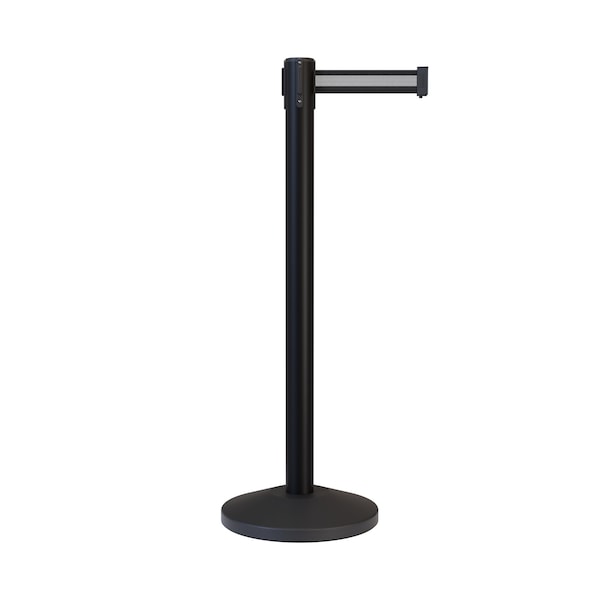 Montour Line Stanchion Belt Barrier Black Post 9ft. Bk/W H Belt - ES400-BK-BWH-90