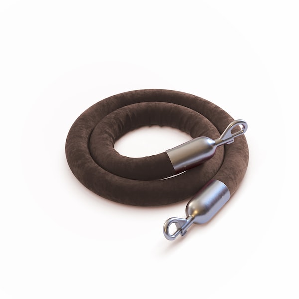 Montour Line Velvet Rope Brown With Satin Stainless Snap Ends 10ft.Cotton Core - PVR150-100-TN-SE-SS