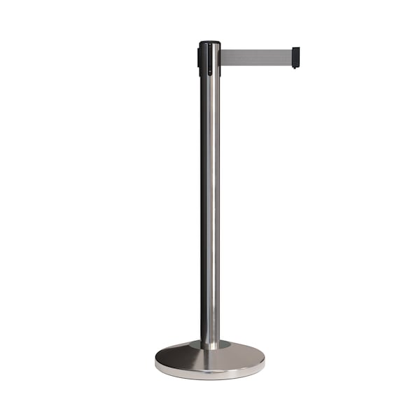 Montour Line Stanchion Belt Barrier Pol.Steel Post 11ft. Lt Gry Belt - ES400-PS-LGY-110