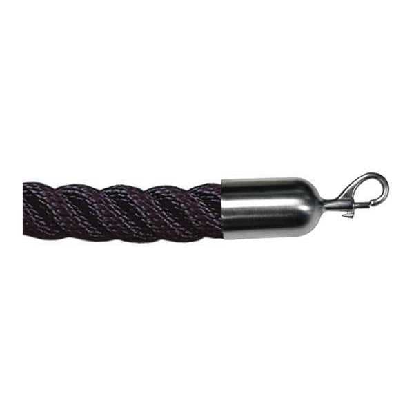 Lawrence Metal Barrier Rope, Nylon, Black, 6 ft. L - ROPE-TWST-33-06/0-2-SNAP-1S
