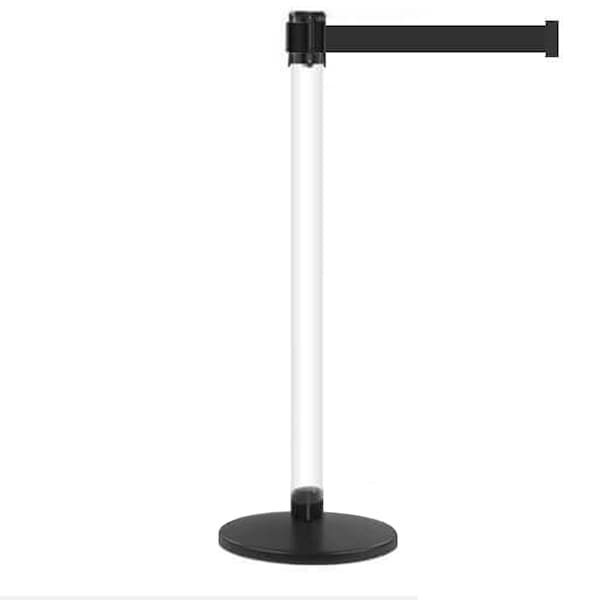 Queue Solutions QueuePro Clear 250, Black Base, 11' Gray Belt - PROCLEAR250B-GY110
