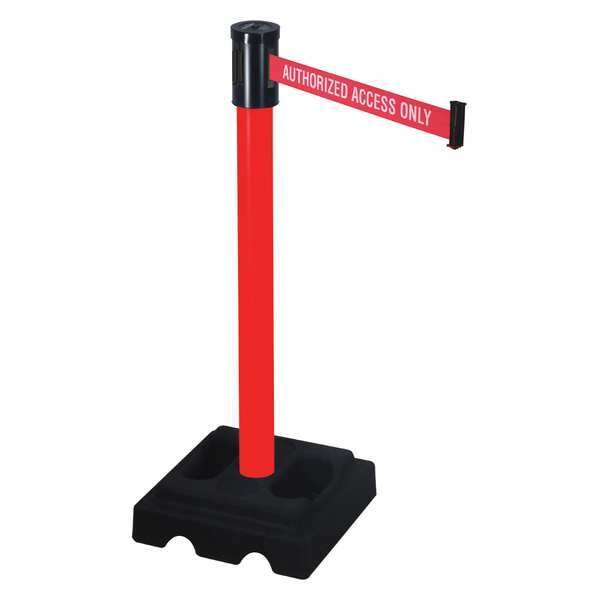 Retracta-Belt Barrier Post with Belt, Red, 15 ft Length, 40 in Post Height, Authorized Access Only, Red - 322PRD-AAO
