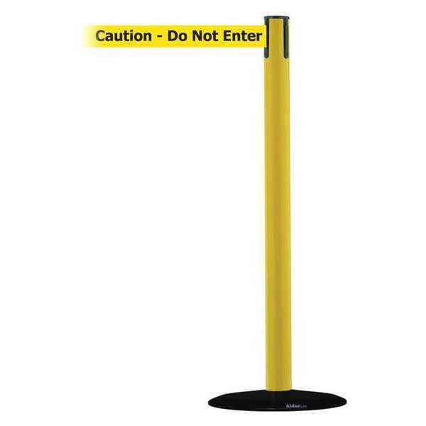 Tensabarrier Barrier Post with Belt, Yellow, 13 ft Length, 38 in Post Height, Caution Do Not Enter - 889B-33-35-MAX-NO-YAX-C