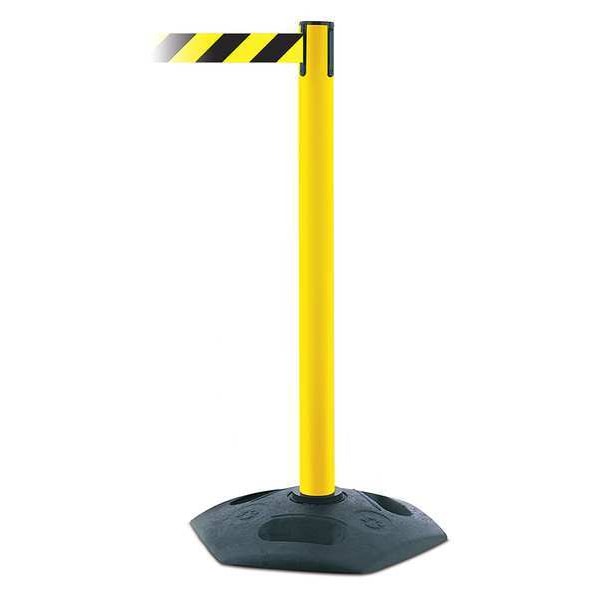 Tensabarrier Barrier Post with Belt, Black, 13 ft Length, 38 in Post Height, No Legend - 886-35-MAX-NO-D4X-C
