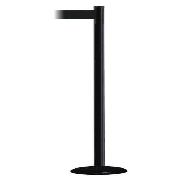 Tensabarrier Barrier Post with Belt, Black, 13 ft Length, 38 in Post Height, No Legend - 889B-33-33-MAX-NO-B9X-C