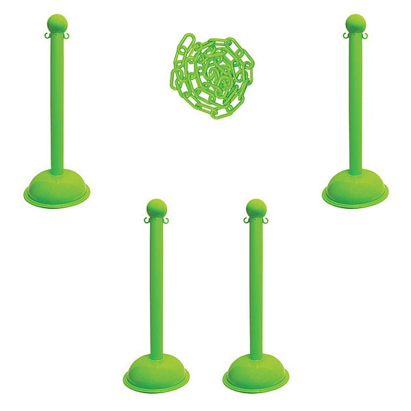 Zoro Select Barrier Post Kit, Safety Green, 41 in Post Height, Gloss - 71314-4