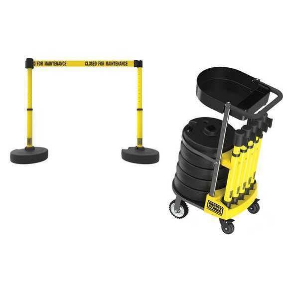 Banner Stakes Belt Barrier System, 15 ft Length, 22 in to 42 in Post Height, Closed for Maintenance - PL4007T