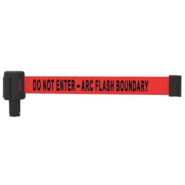 Banner Stakes Retractable Belt Head, Red, 15 ft Length, Do Not Enter - Arc Flash Boundary - PL4077